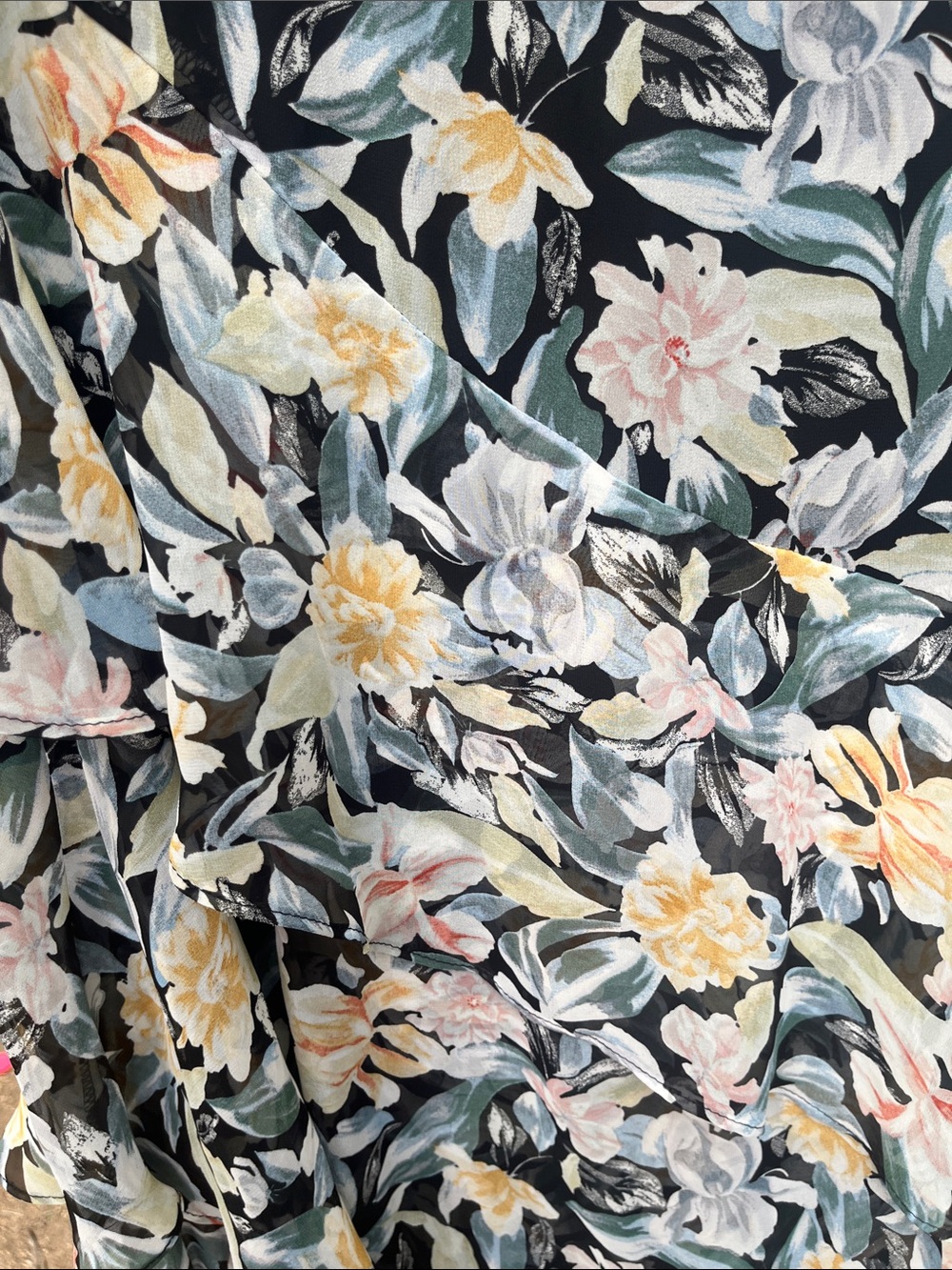 Petal & Pup Black Strapless Floral Tiered Slip Dress with Pastel Blooms - Picture 6 of 9
